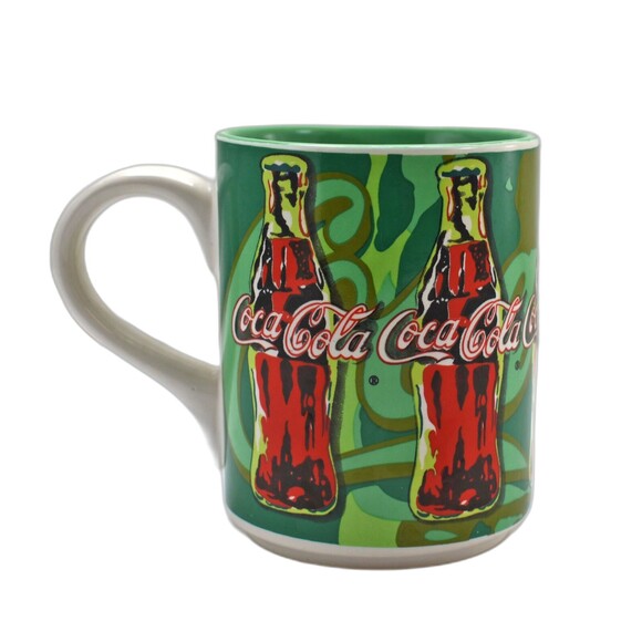 Coca-Cola Rhythm Pop Art Mug - Green Red Collectible 1998 Gibson Coffee Cup - Picture 2 of 7